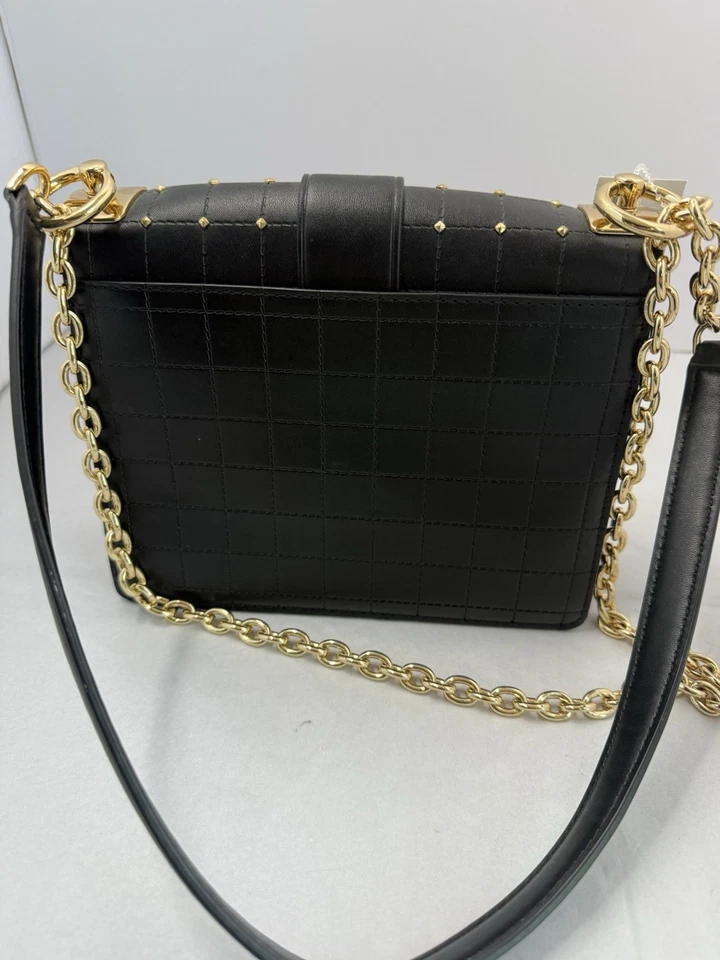 Michael Kors Greenwich Black Small Studded Faux Leather Crossbody Purse, Bag - Image 2 of 4