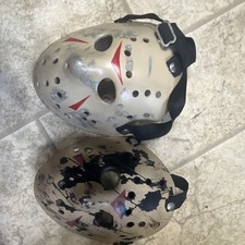 Jason Voorhees Lot of 2 Hockey Masks Red Black Markings Reproduction Movie Props