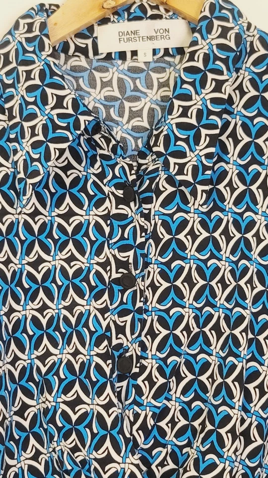 Vestido envolvente Diane Von Furstenberg DVF Abigail talla pequeña geométrico vibrante Foto 4 de 4