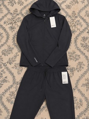 Lululemon men's Black 2-Piece Zip Hoodie Jogger Sweatsuit Set 6 Fleece