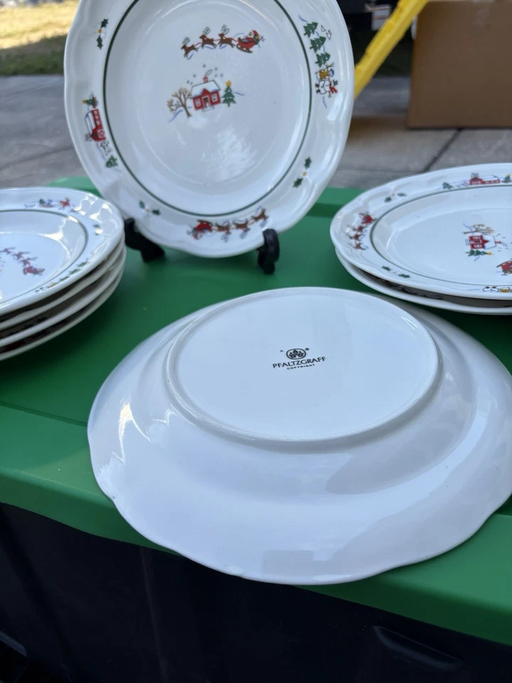 Juego de 6 Platos de Cena Pfaltzgraff Oso de Nieve Navidad Vacaciones 11" LEER Foto 3 de 4