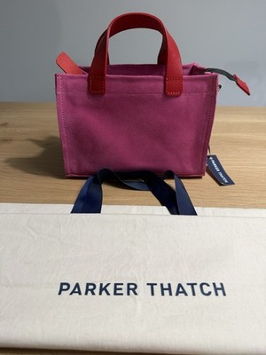 Parker Thatch Micro Mimi Pink Suede Bag with Red Leather Handle NWT