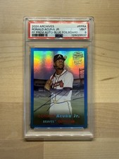 Topps 2024 Archives Fan Favorites Auto Ronald Acuña Jr. Blue Foilboard/25 PSA 9