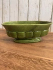 Vintage Haeger Pottery Green Oval Scalloped Planter Mid Century Centerpiece Bowl