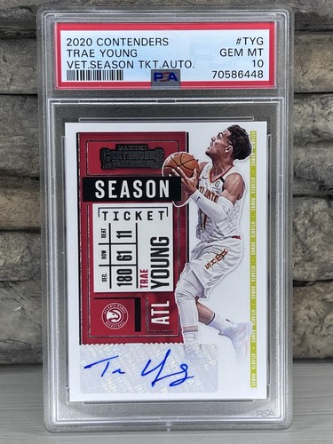 2020-21 Panini Contenders Veteran Ticket Autographs Trae Young #VS-TYG PSA 10