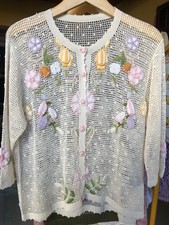 Vintage Flower Embroidered Crochet Cardigan