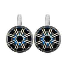 Kicker 6.5" 195W Marine LED Silver Speakers w/White Single Speaker Pods Pair 