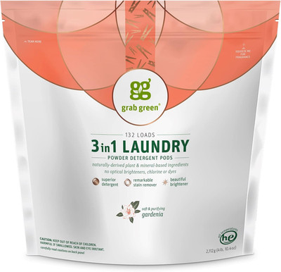 Natural 3 in 1 Laundry Detergent Pods, Gardenia-With Essential Oils, 132 Loads,