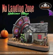 No Landing Zone Alien Theme Spooky Halloween Village Multi-Color LED Lights