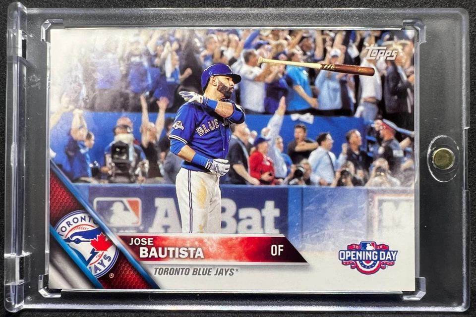 Jose Bautista Mint 2016 Topps Opening Day Iconic Bat Flip Card Blue Jays #OD-187 Foto 3 de 4