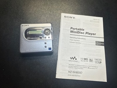 Sony MZ-NH600D MiniDisc Hi-MD Walkman Portable HiMD, MDLP  W/ Manual, Mint  Con