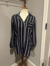 OLM Striped Button Down Blouse Size S
