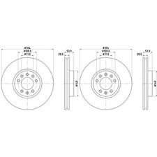 2x HELLA PAGID BREMSSCHEIBEN Ø304mm VORNE passend für CITROËN JUMPY SPACETOURER 