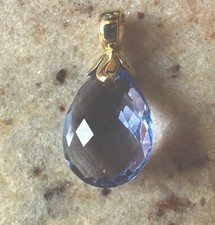 Anhänger, Gg 375, 1Fluorit, 23x13mm, Stein 17x 13, strahlend Blau, Öse 3x4mm
