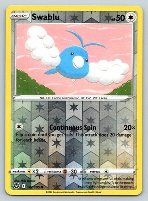 SWABLU 142/195 C SILVER TEMPEST POKEMON REVERSE HOLO MP TANAKA