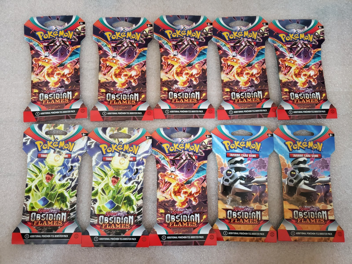 Pokemon Scarlet & Violet Obsidian Flames Sleeved Booster Lot 10 Packs NEW  SEALED