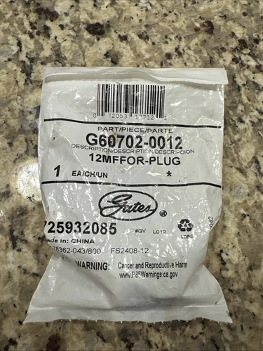 Gates Male Flat Face O Ring Plug G60702-0012 12MFFOR-PLUG 725932085 Genuine OEM
