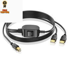 Printer Cable Splitter for Two Computers USB Individual Cable, Black