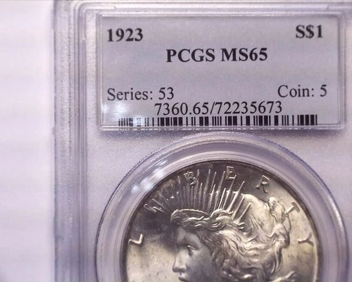 1923 PCGS MS65 Peace Silver Dollar,  Very Nice!