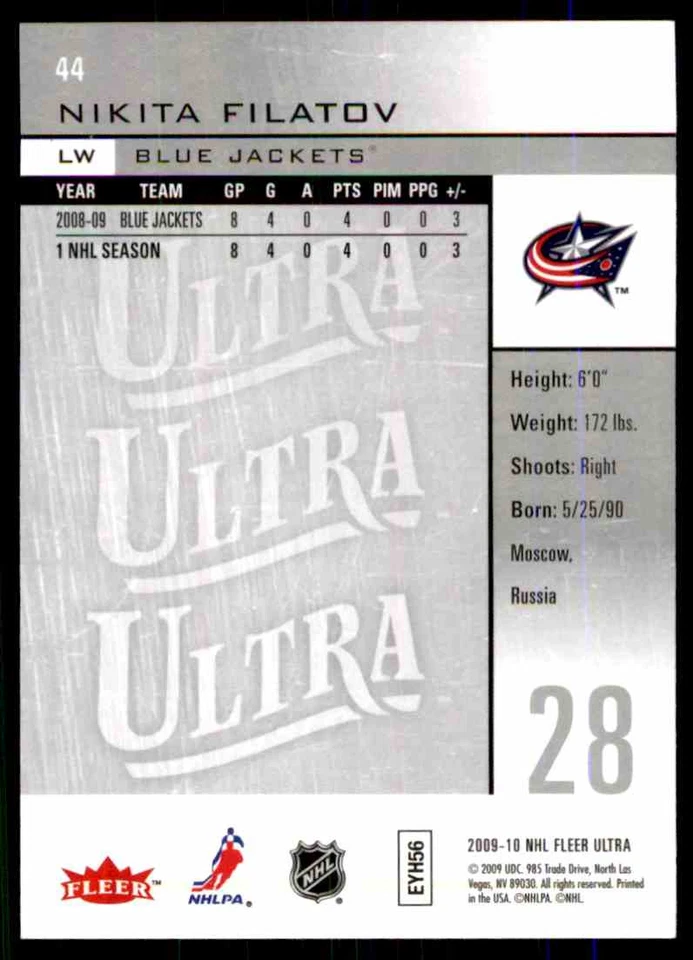 2009-10 FLEER ULTRA NIKITA FILATOV #44 - Image 2 of 2