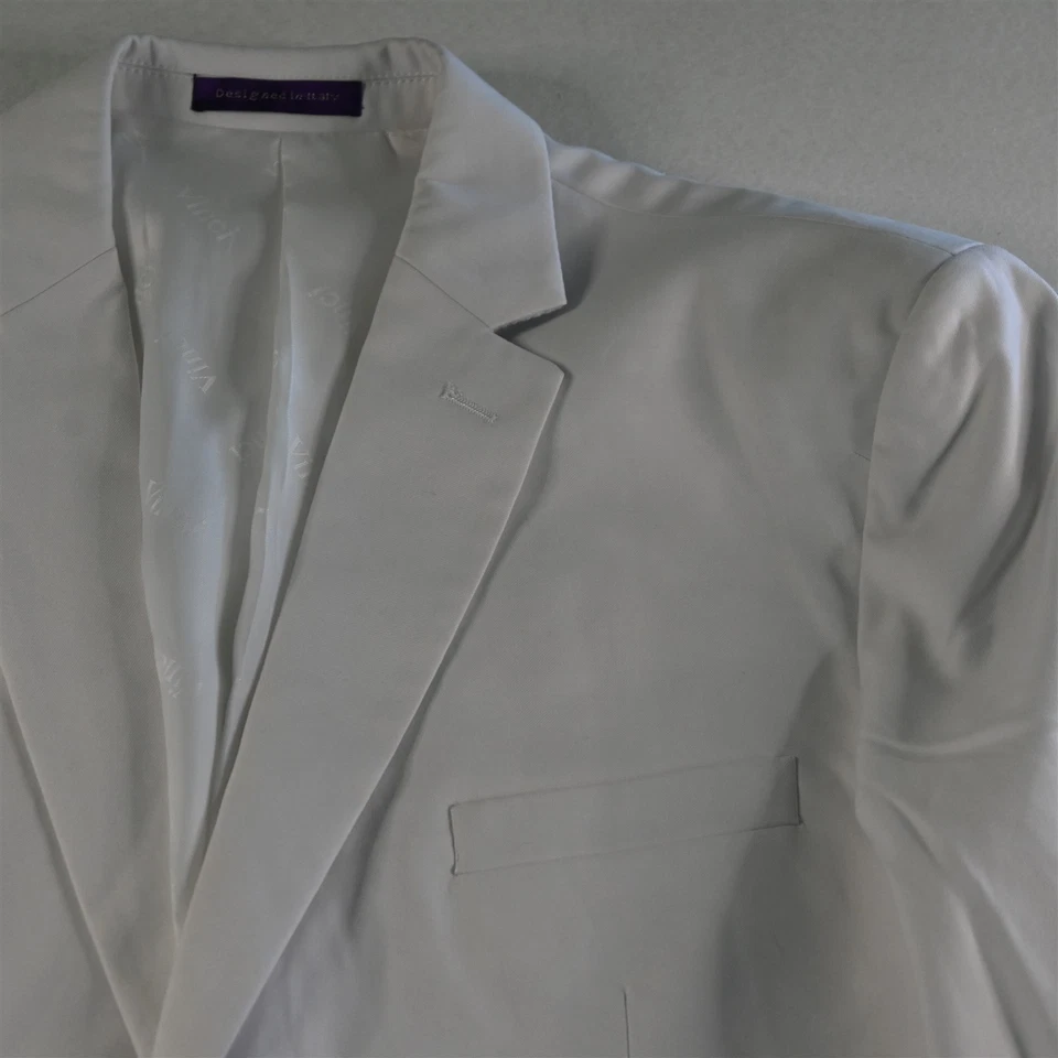 Vinci 44R 36x29 White Stretch Mens Jacket Pants Suit - Image 3 of 4