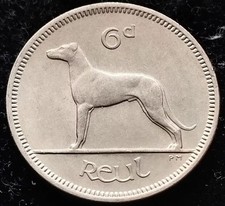 Ireland 1969 | Irish 6p | 6 Pence | Wolfhound | KM.13a | UNC
