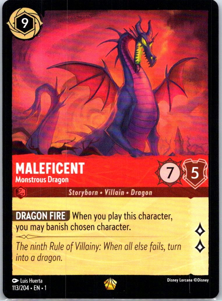 Disney Lorcana The First Chapter Maleficent Monstrous Dragon 113/204 Legendary