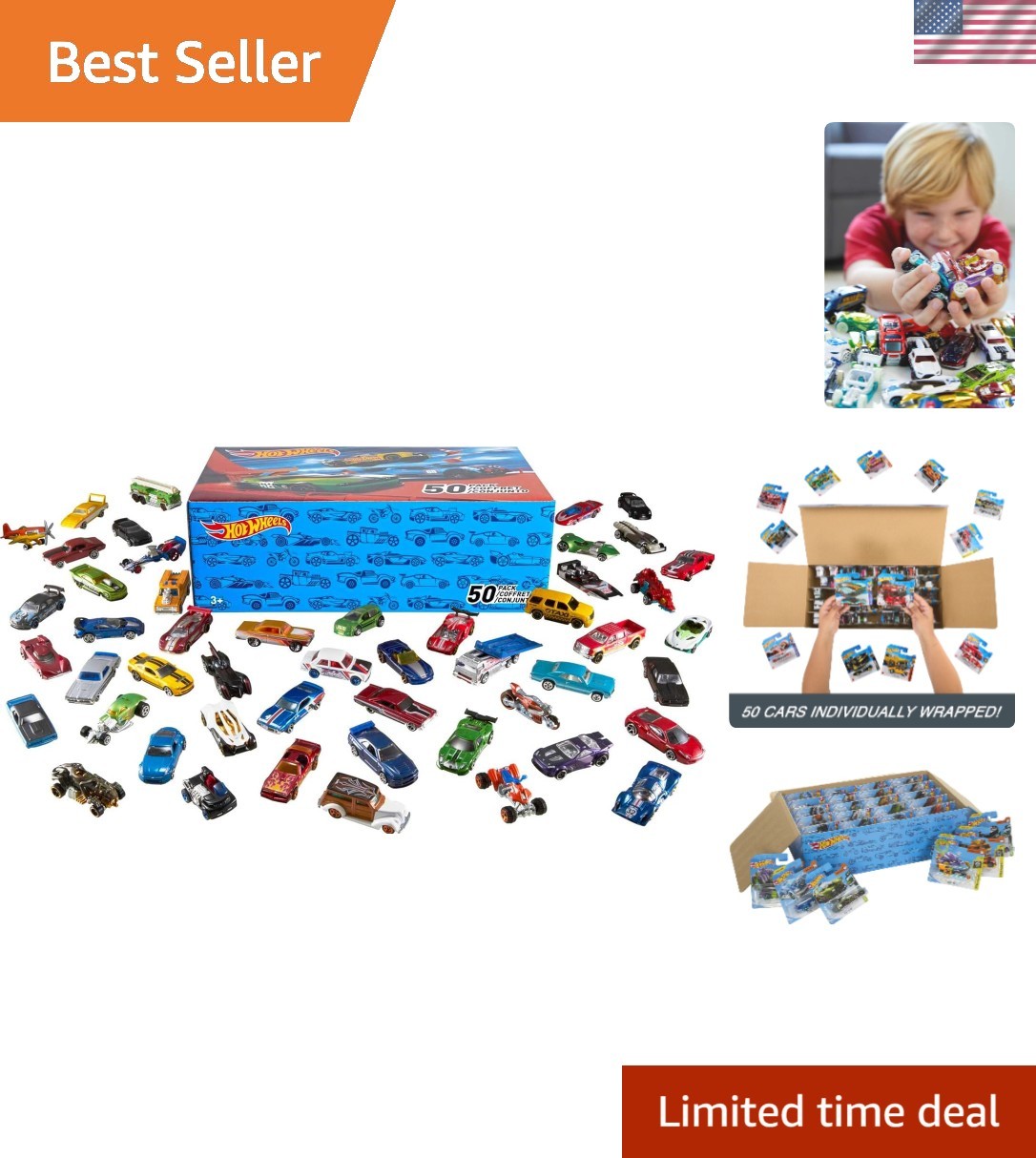 注意 やま Hot Wheels 140サイズ箱いっぱいセットその1 Exclusive 50-Pack Hot Wheels Vehicles – Perfect Gift for Kids and