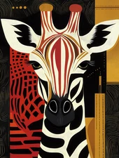 Modern Abstract Giraffe Mid Century Art Poster 18x24in