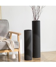 Black Metal Floor Vases Set of 2 Tall Decorative Pampas Vase