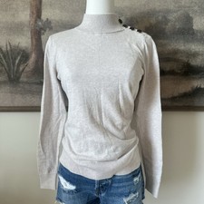 Women s Ann Taylor Factory XS Long Sleeve Mock Neck Button Accents