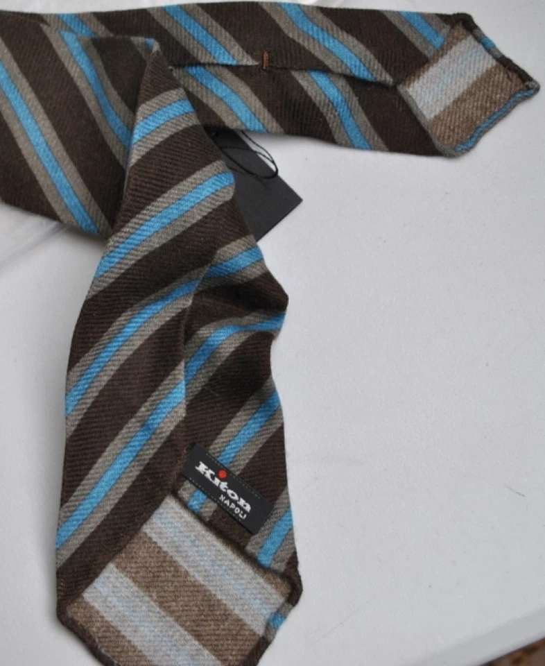 KITON SARTORIA NAPOLI CRAVATTA FATTA A MANO IMBUSTATA 280,00 PURO CACHEMIRE V - Imagen 2 de 4