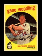 1959 TOPPS GENE WOODLING #170 ORIOLES SIGNED AUTOGRAPH