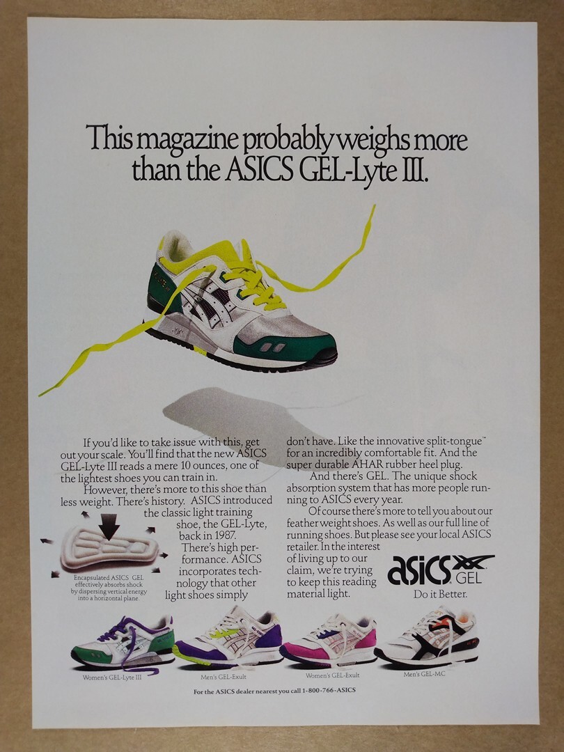 1990 Asics GEL-Lyte III Running Shoe vintage print Ad