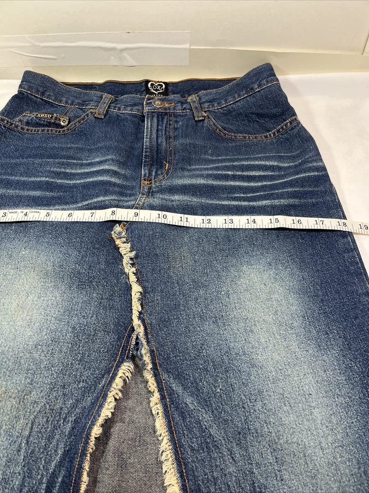 Falda vaquera azul deshilachada dividida delantera maxi deshilachada talla 5/6 XOXO para mujer Foto 4 de 4