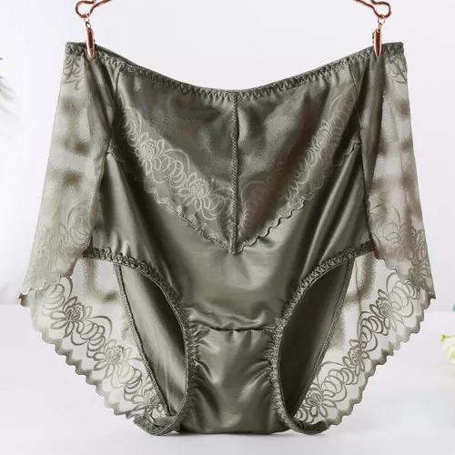 Satin Faux Silk Mesh Lady Lace Embroidery Underwear Briefs Loose Knickers LOT - Picture 6 of 16