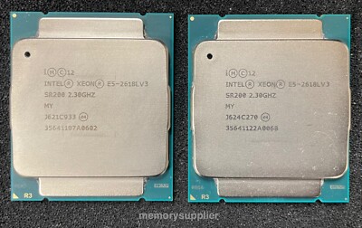 Lot of (2) SR200 Intel E5-2618Lv3 2.30GHz 8.00GT/s QPI 20MB L3 FCLGA2011-3 CPUs