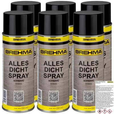 6x BREHMA Alles Dichtspray sprühbarer Kunststoff Sprühdichtung schwarz 400ml