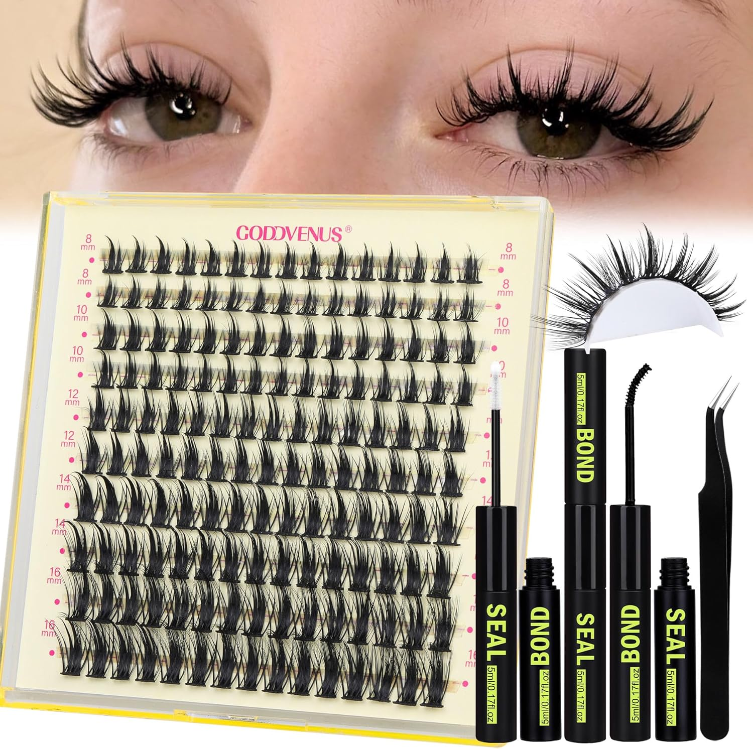 Goddvenus Manga Individual Eyelashes Kit Natural Cluster Lashes Kit Wispy Lash
