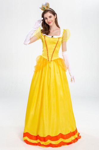 2023 Prinzessin Peach Kleid - Kostüm-Set für Damen Karneval Cosplay Halloween A - Bild 10 von 16