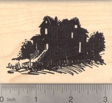House after Dark Rubber Stamp, for Halloween, or for scenes K22318 WM