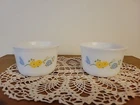2 Pyrex Filtration Sugar Bowls Yellow Blue Flower Butterfly U.S.A Pre Owned