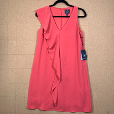 Adrianna Papell Dress Cascade Ruffle Flared Sleeveless Women Size 4 Chiffon