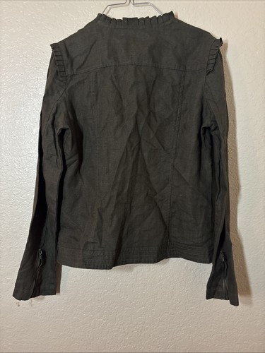 Medium Kut from the Kloth Women’s Military Jacket Green Utility Cargo Ruffle - Picture 5 of 7