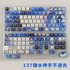 Genshin Impact Furina Keycaps PBT Dye-sub Anime 131 Keys for Cherry MX Keyboard