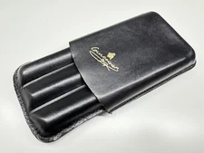 courvoisier genuine leather black 3x  cigar travel case