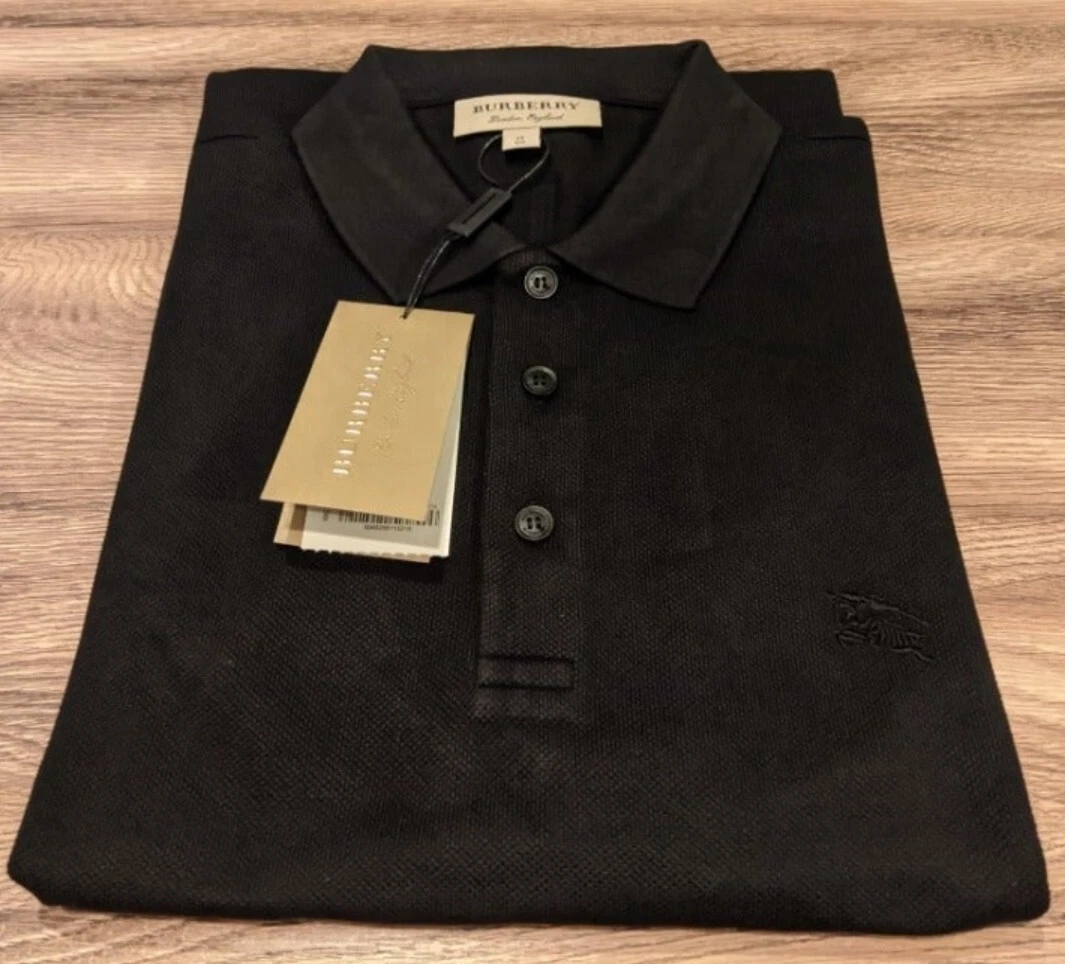 Burberry Logo Detail Polo Shirt , Size: XL, Black