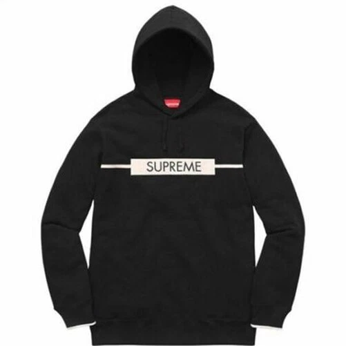 SWEAT SHIRT À CAPUCHE SS17 SUPREME RUBAN SERGÉ NOIR NEUF M L XL