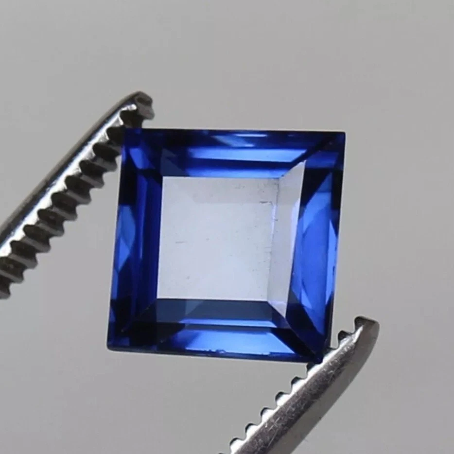Zafiro azul natural Ceilán aciano 3,80 quilates cuadrado suelto piedra preciosa certificada Foto 2 de 4