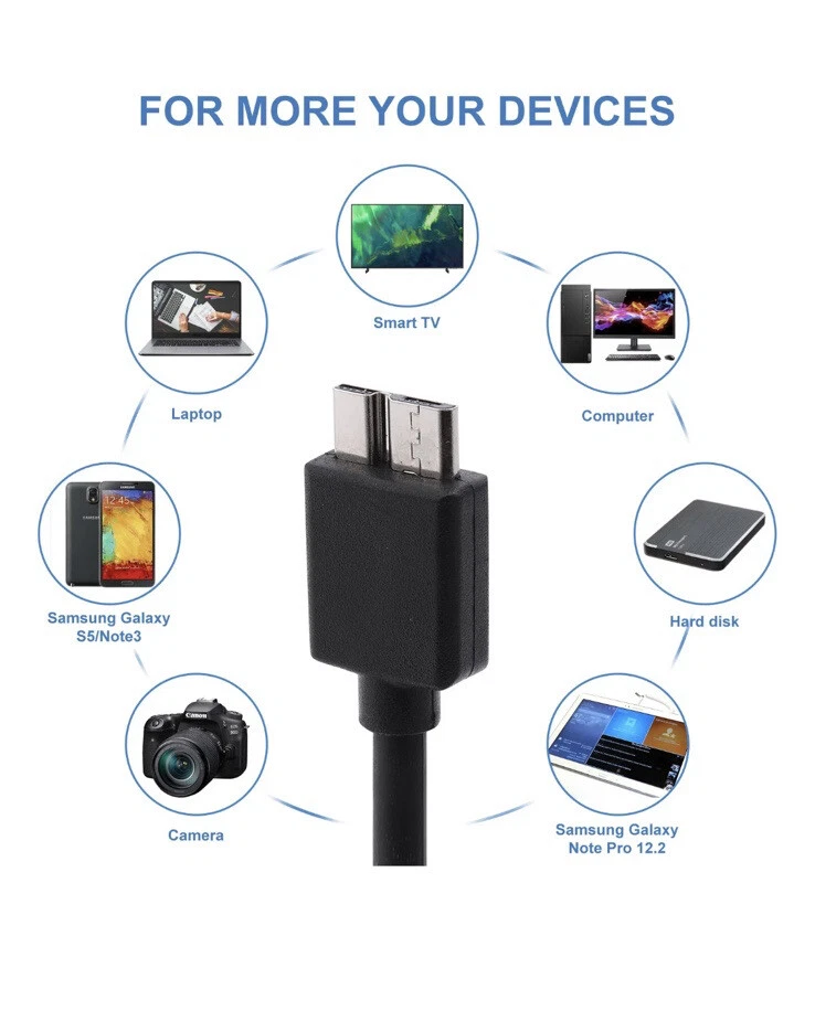 USB 3.0 Data Cable Cord 3ft Charger Charging Sync For Samsung Galaxy S5 Note3 US - Image 3 of 4